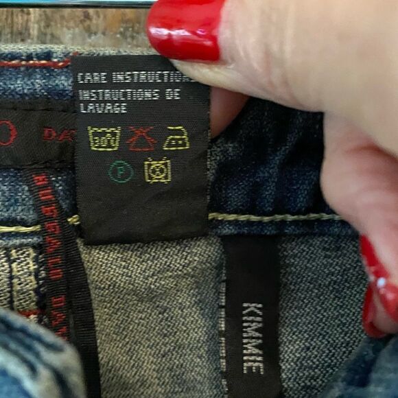Buffalo Jeans Sz 29 Blue Kimmie Rhinestone Side Sexy Cut-Out HandPainted Jeans - Picture 7 of 11